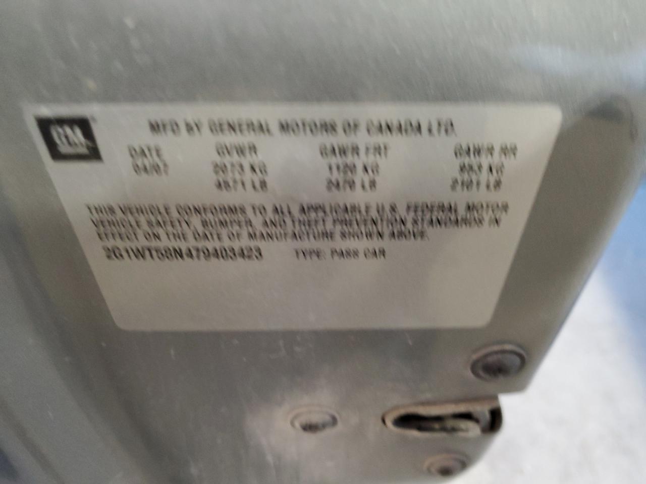 2007 Chevrolet Impala Lt VIN: 2G1WT58N479403423 Lot: 74694324