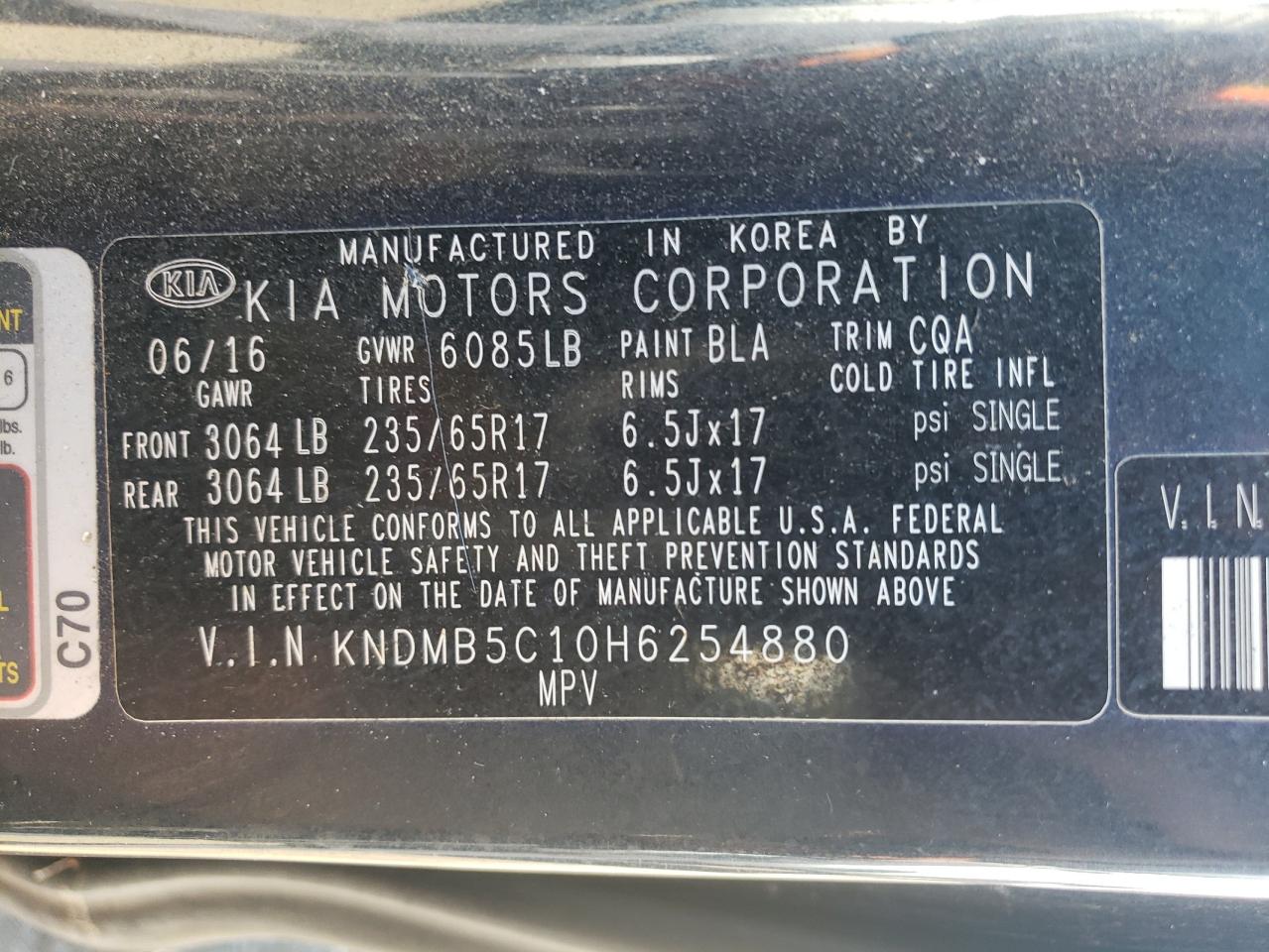 KNDMB5C10H6254880 2017 Kia Sedona Lx