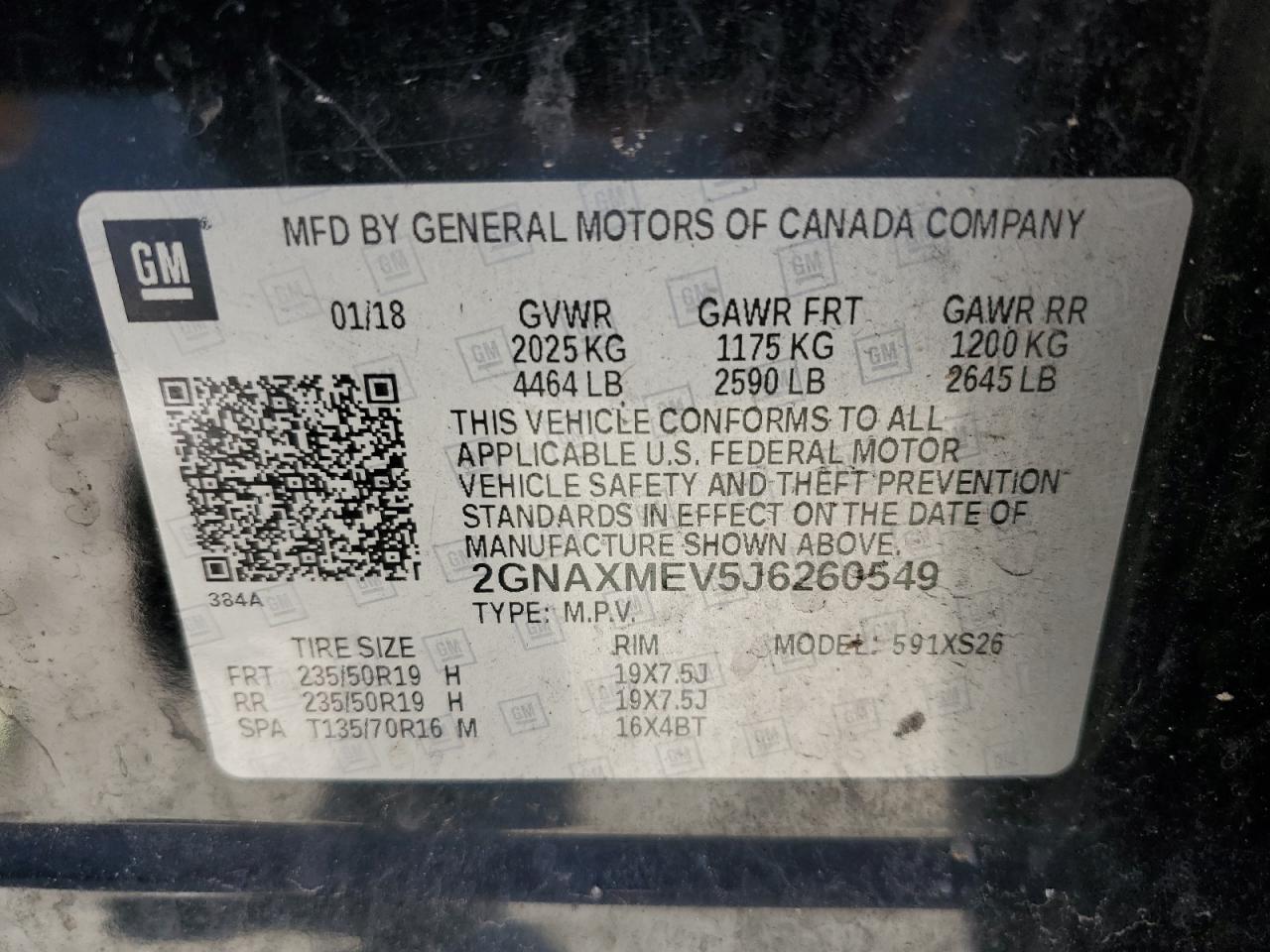 2GNAXMEV5J6260549 2018 CHEVROLET EQUINOX - Image 12