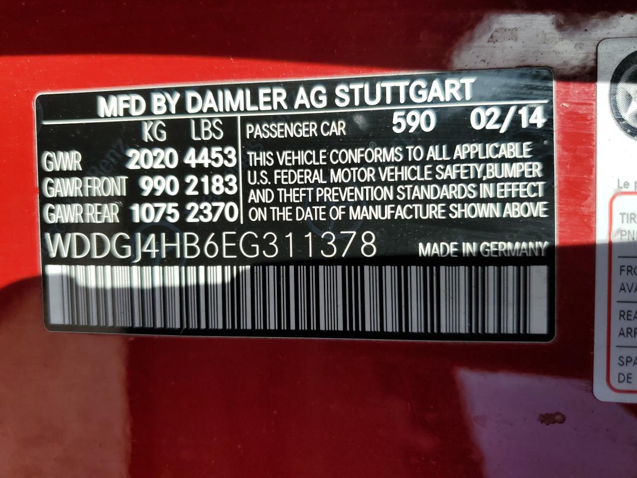 WDDGJ4HB6EG311378 2014 Mercedes-Benz C 250