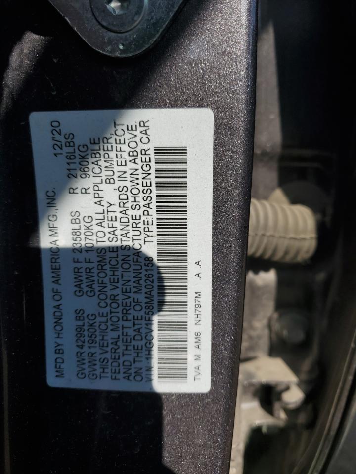 1HGCV1F58MA026158 2021 Honda Accord Exl