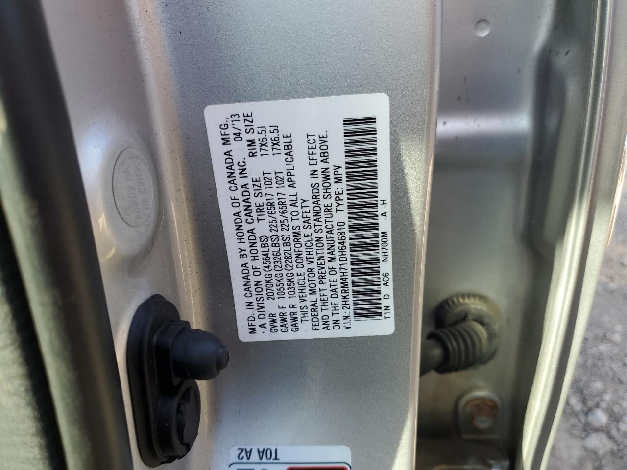 2HKRM4H71DH646810 2013 Honda Cr-V Exl