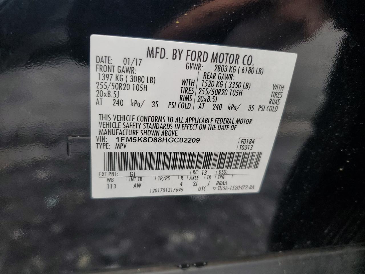 1FM5K8D88HGC02209 2017 FORD EXPLORER - Image 14