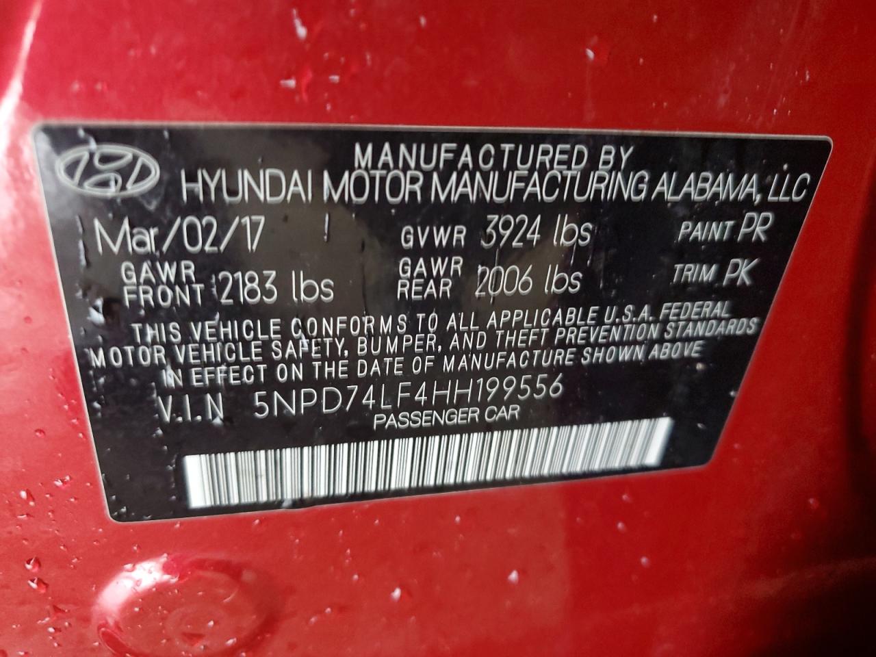 5NPD74LF4HH199556 2017 HYUNDAI ELANTRA - Image 12