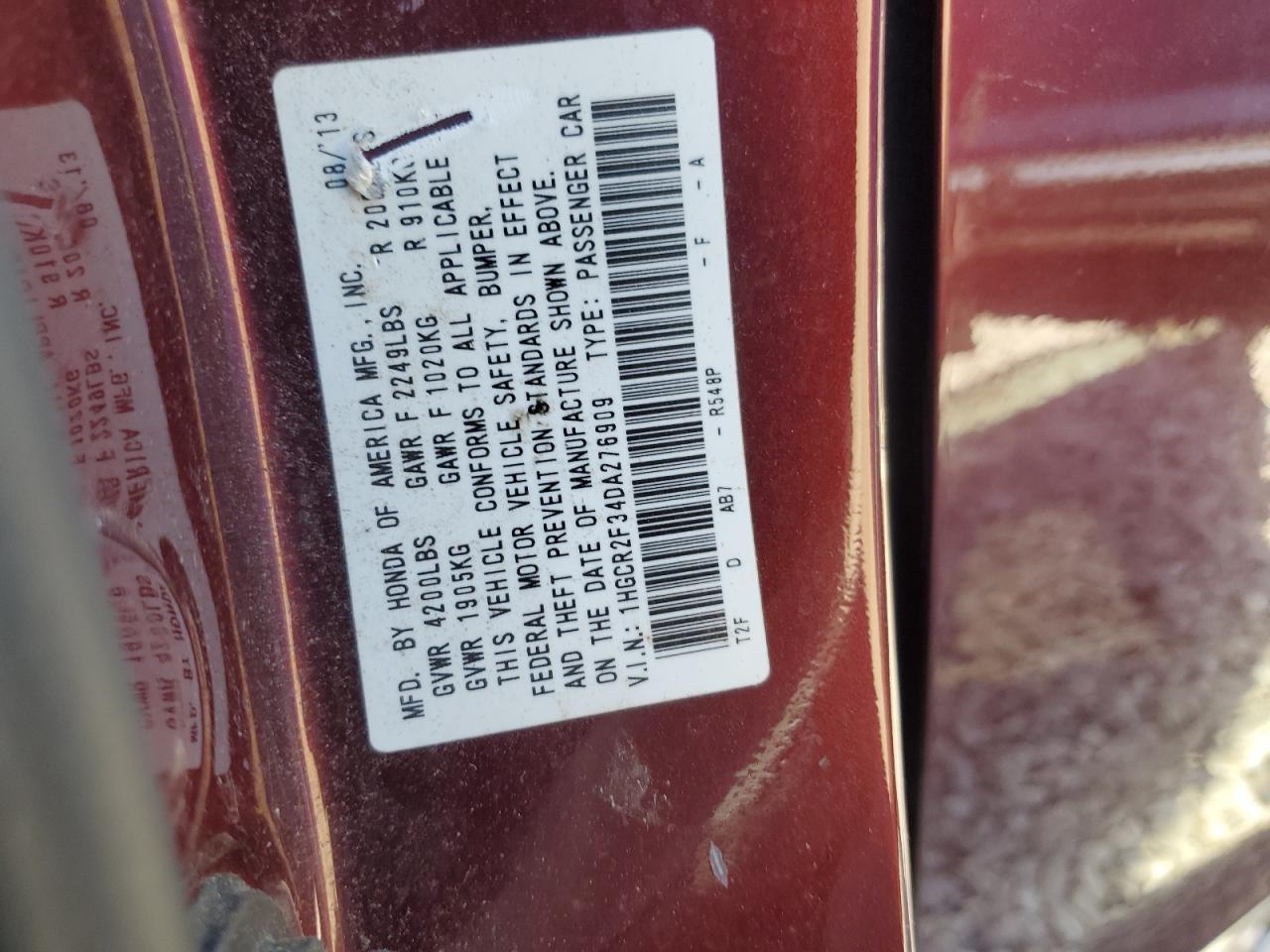 1HGCR2F34DA276909 2013 Honda Accord Lx