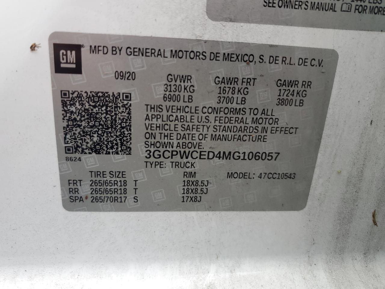 3GCPWCED4MG106057 2021 Chevrolet Silverado C1500 Lt