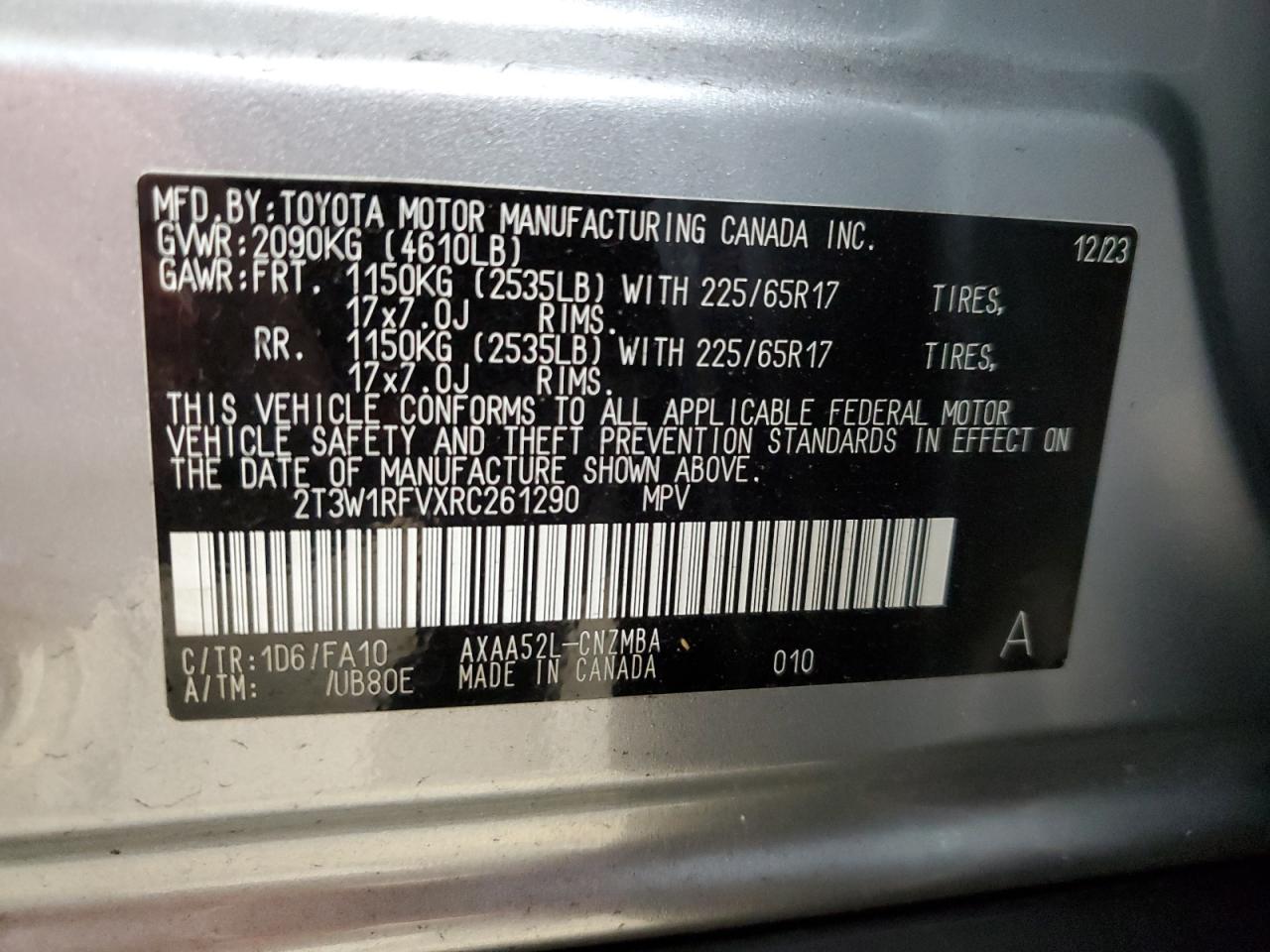 2T3W1RFVXRC261290 2024 Toyota Rav4 Xle