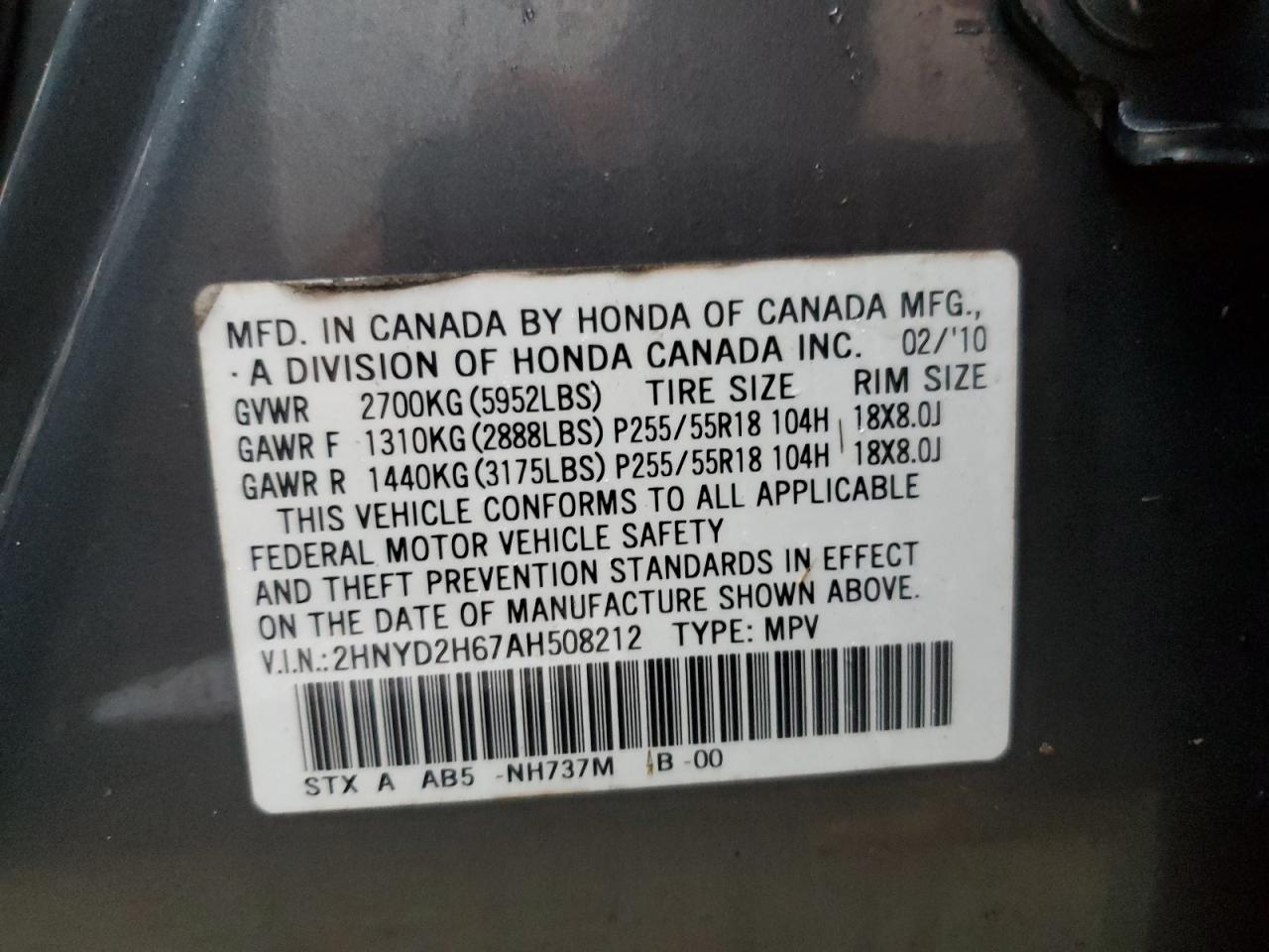 2HNYD2H67AH508212 2010 Acura Mdx Technology