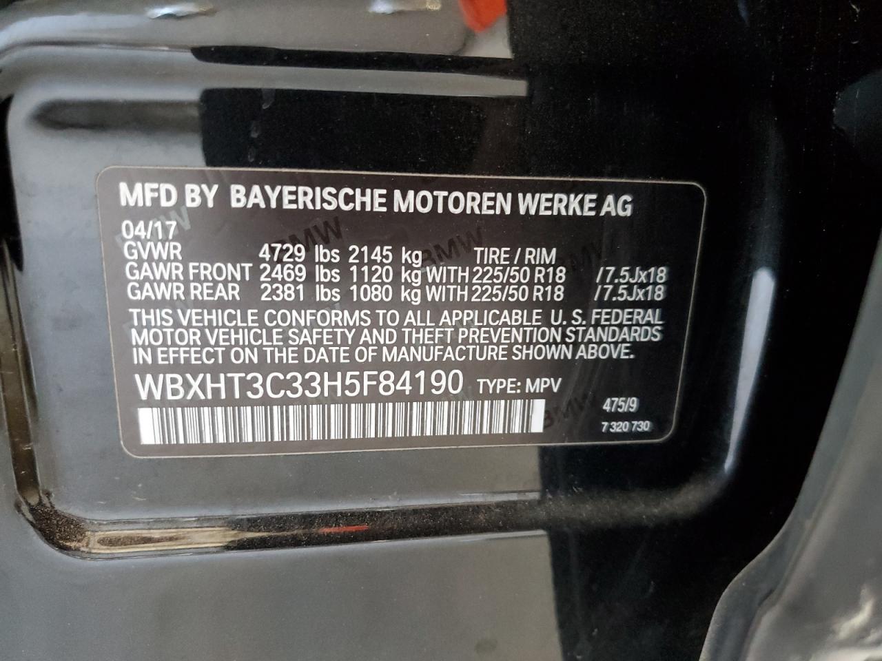 VIN WBXHT3C33H5F84190 2017 BMW X1 no.13