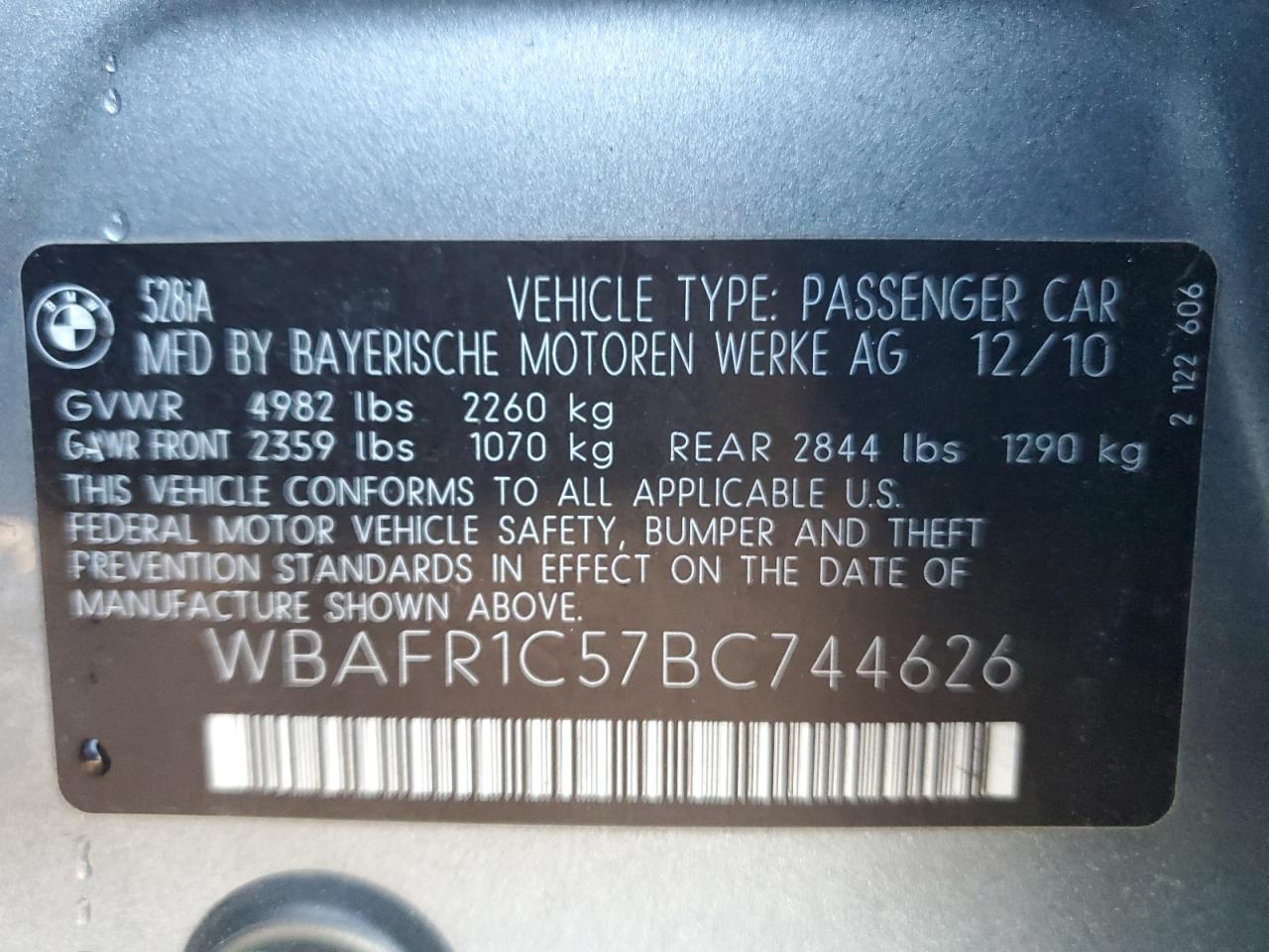 WBAFR1C57BC744626 2011 BMW 528 I