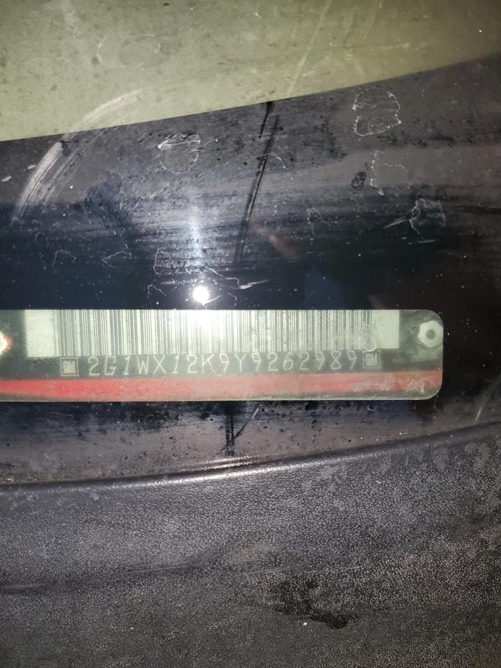 2000 Chevrolet Monte Carlo Ss VIN: 2G1WX12K9Y9262989 Lot: 78756324