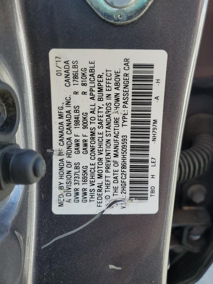 2HGFC2F86HH509593 2017 Honda Civic Ex