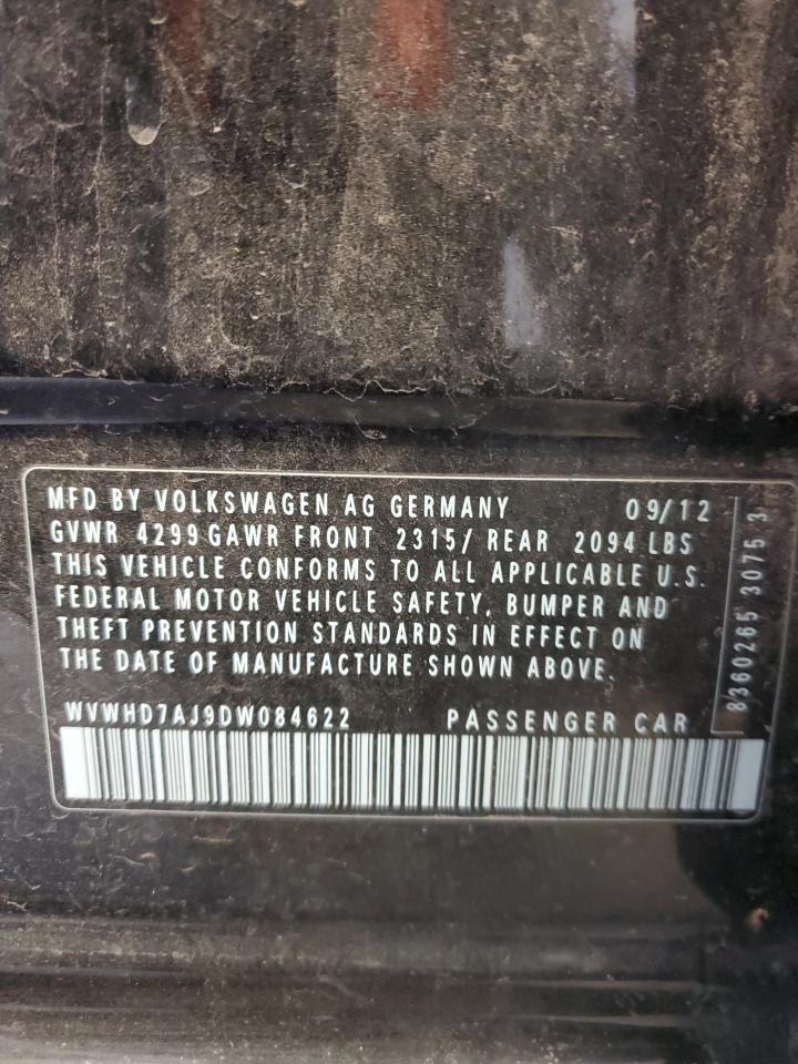 2013 Volkswagen Gti VIN: WVWHD7AJ9DW084622 Lot: 75040554