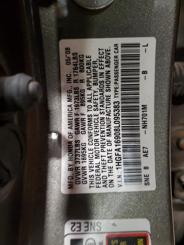 1HGFA16908L095383 2008 Honda Civic Exl