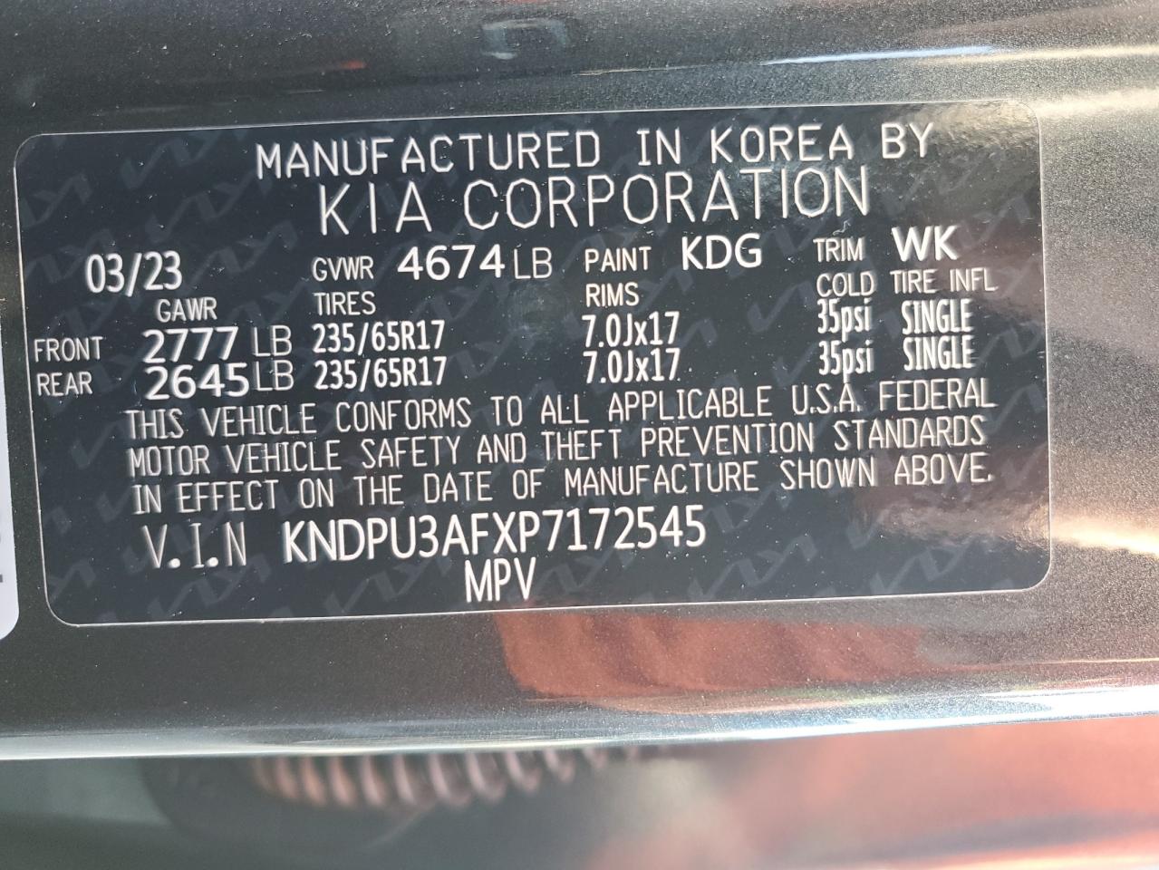 KNDPU3AFXP7172545 2023 Kia Sportage Lx