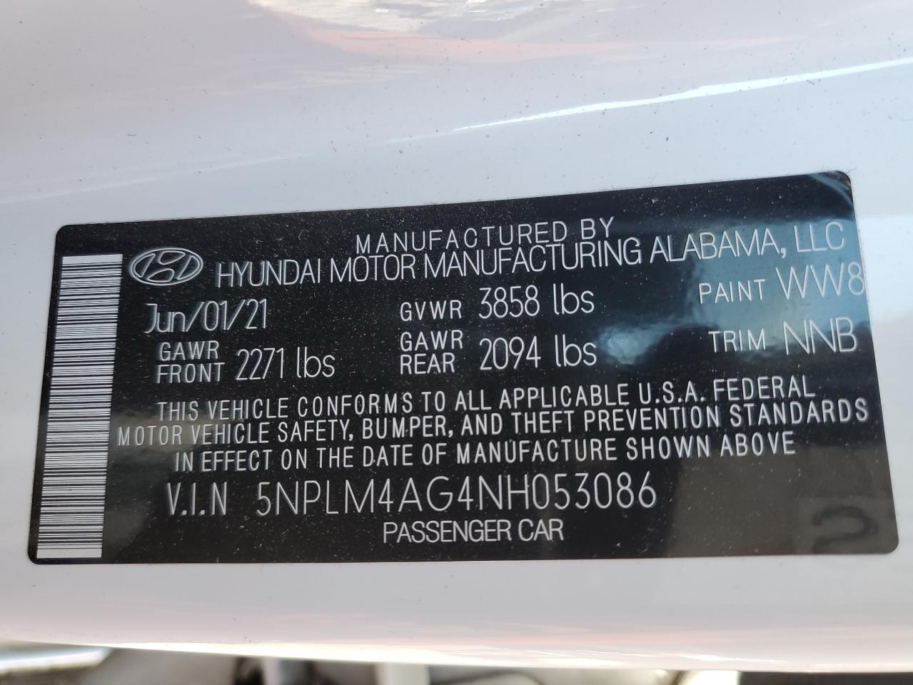 5NPLM4AG4NH053086 2022 Hyundai Elantra Sel