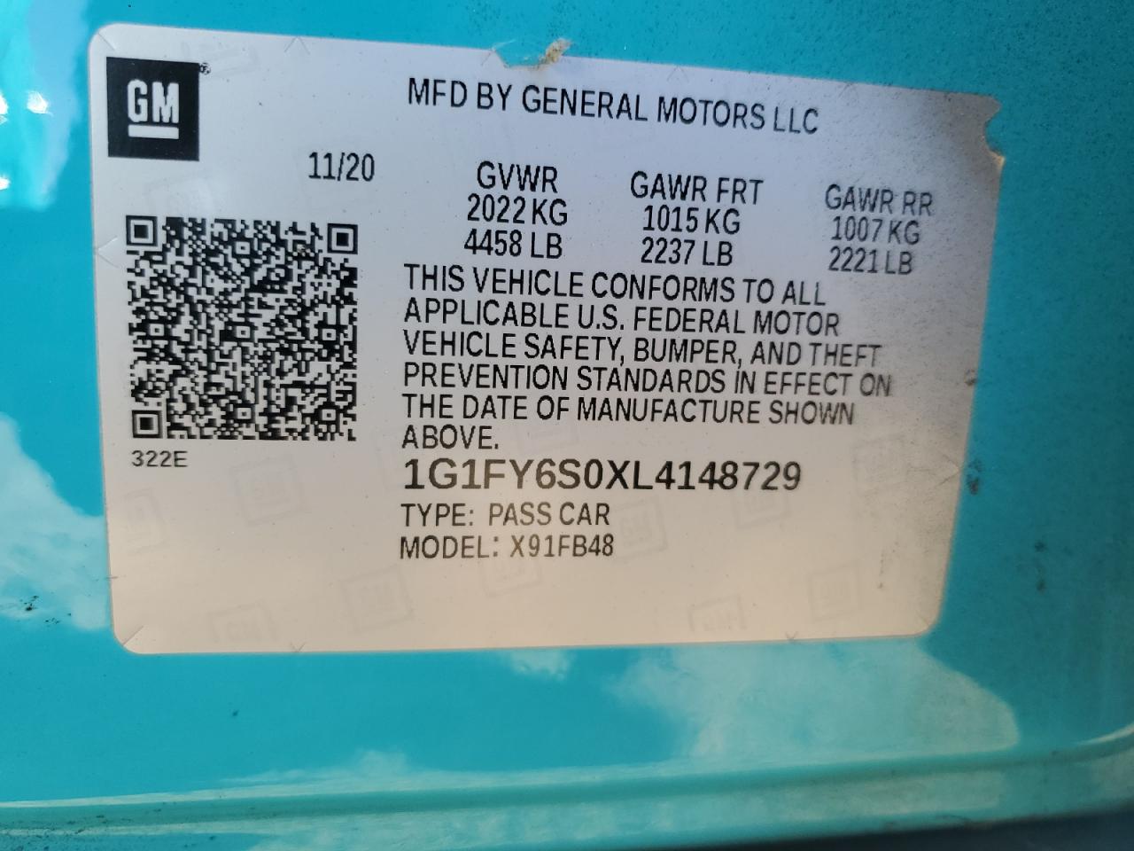 1G1FY6S0XL4148729 2020 Chevrolet Bolt Ev Lt