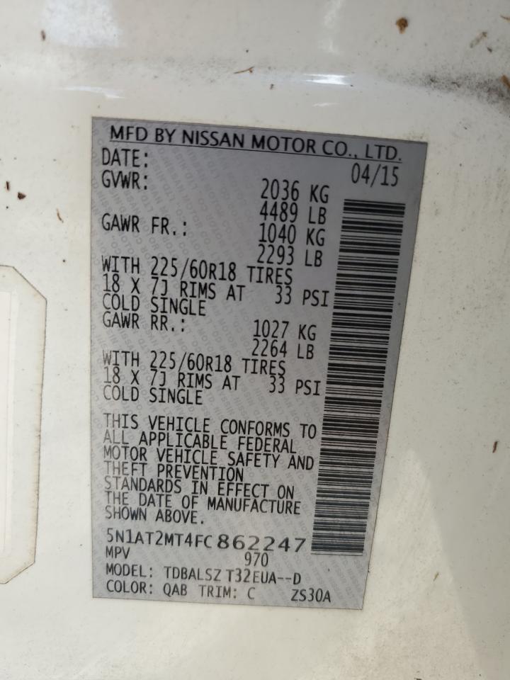 5N1AT2MT4FC862247 2015 Nissan Rogue S