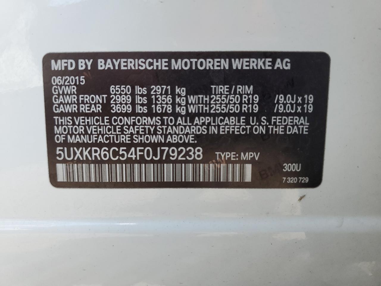 2015 BMW X5 xDrive50I VIN: 5UXKR6C54F0J79238 Lot: 73856284