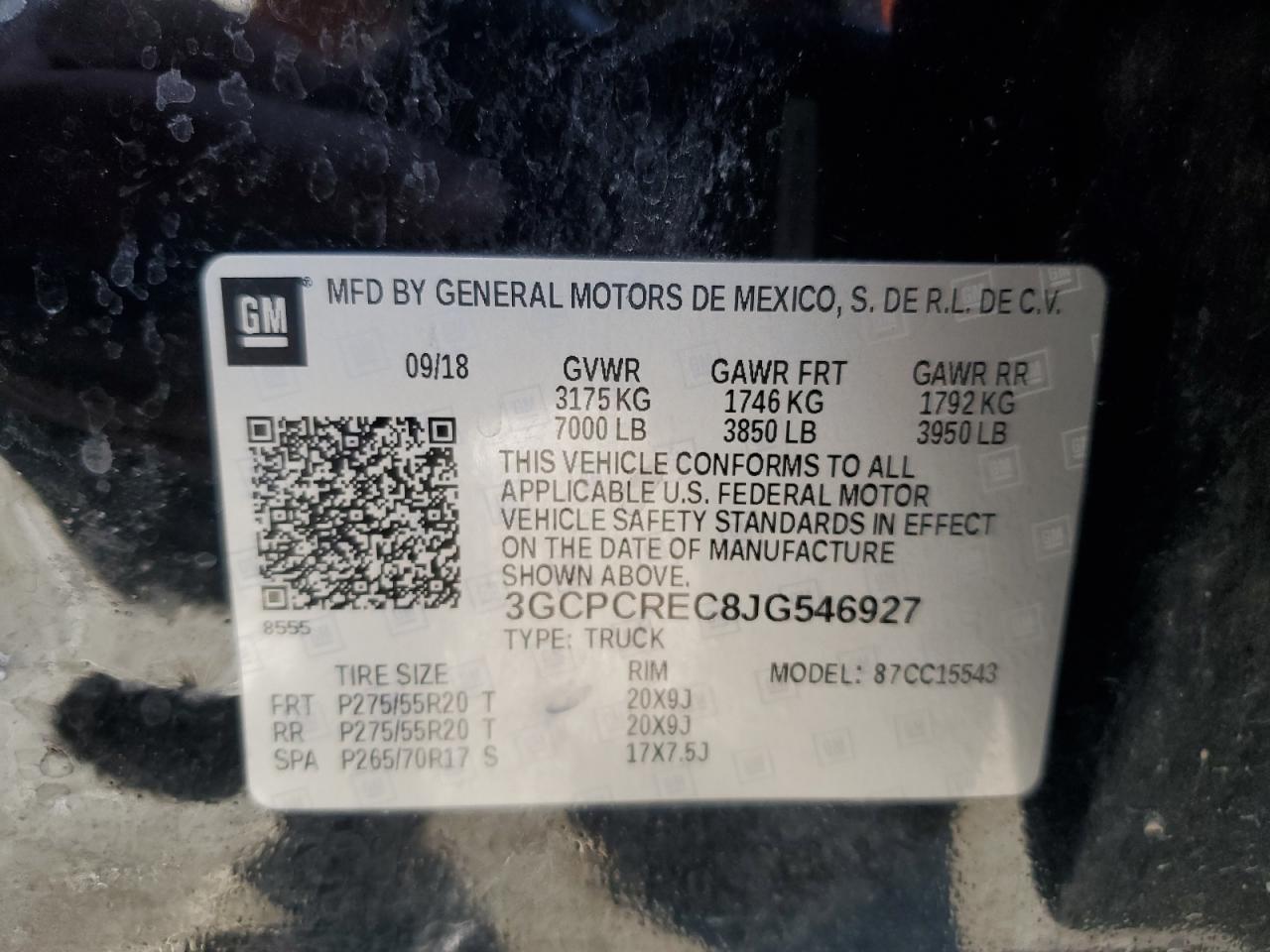 3GCPCREC8JG546927 2018 Chevrolet Silverado C1500 Lt