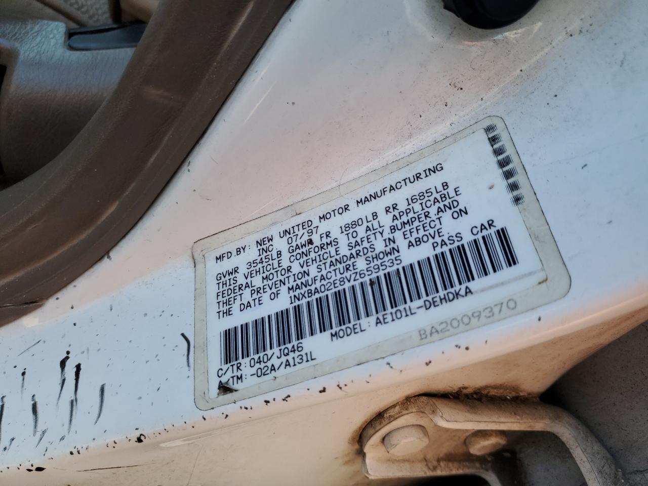 1NXBA02E8VZ659535 1997 Toyota Corolla Base