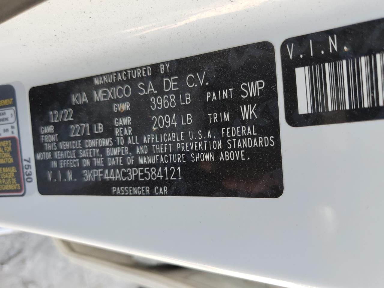 3KPF44AC3PE584121 2023 KIA FORTE - Image 12