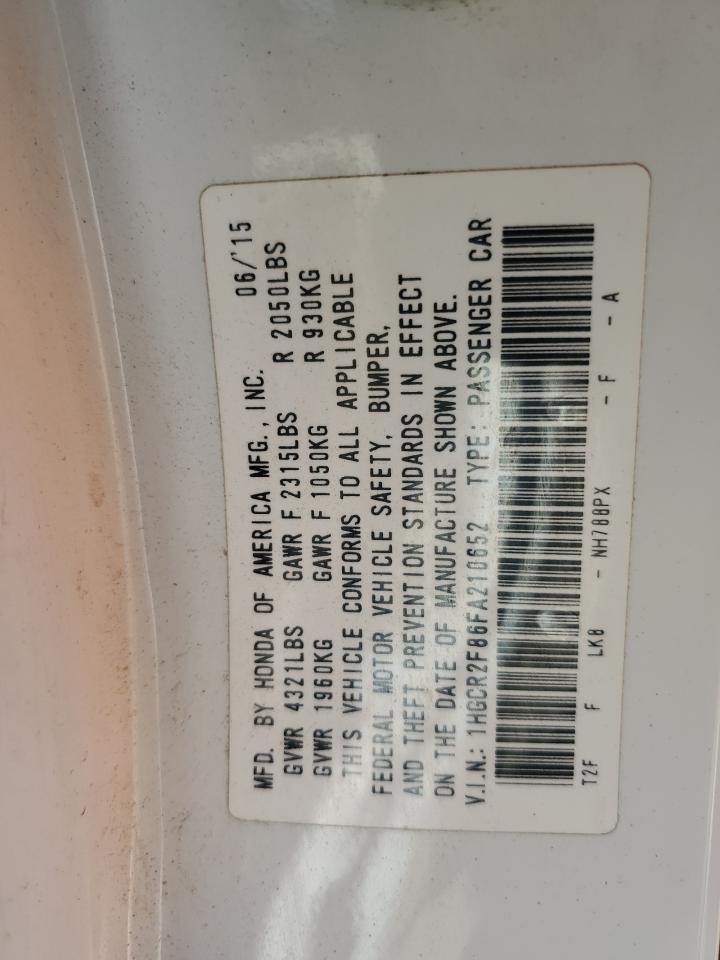 1HGCR2F86FA210652 2015 Honda Accord Exl