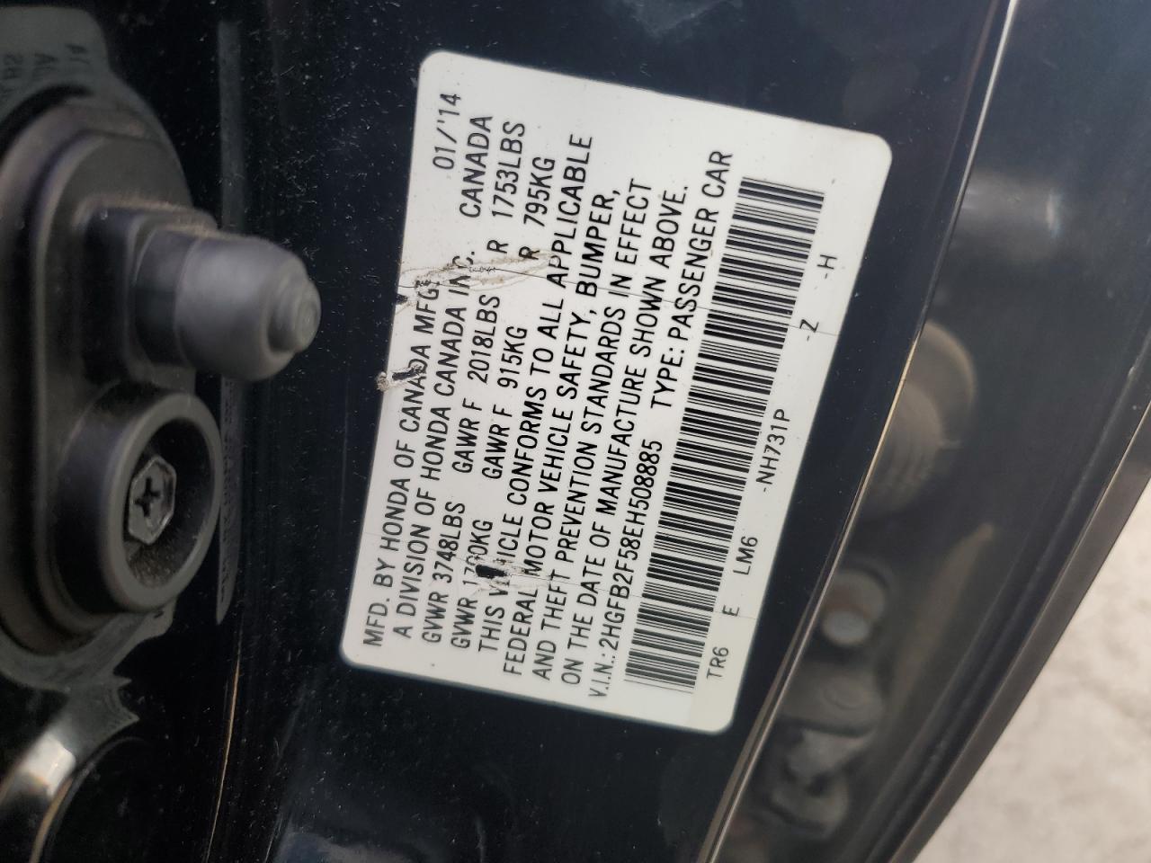 2HGFB2F58EH508885 2014 Honda Civic Lx