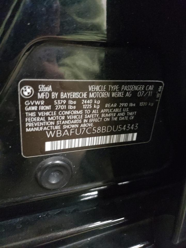 2011 BMW 535 Xi VIN: WBAFU7C58BDU54343 Lot: 75548554