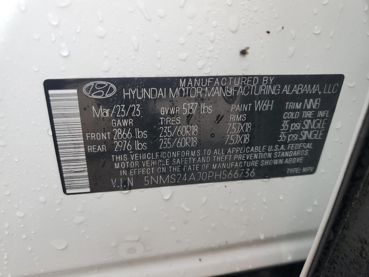 2023 Hyundai Santa Fe Sel VIN: 5NMS24AJ0PH566736 Lot: 75140684