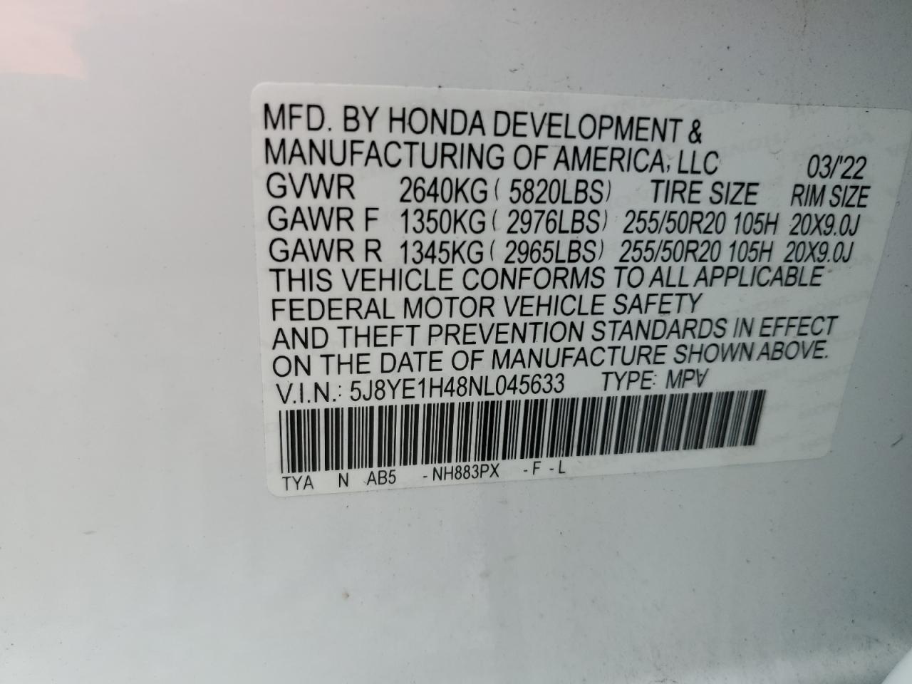 5J8YE1H48NL045633 2022 Acura Mdx Technology