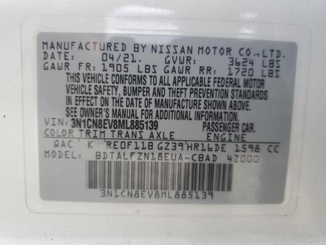 3N1CN8EV8ML885139 Nissan Versa SV 12