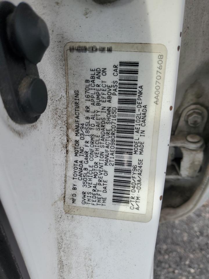 2T1AE09B0RC071650 1994 Toyota Corolla Le