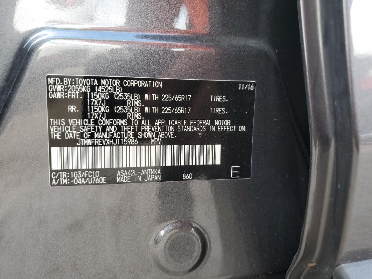 JTMWFREVXHJ115986 2017 TOYOTA RAV 4 - Image 13