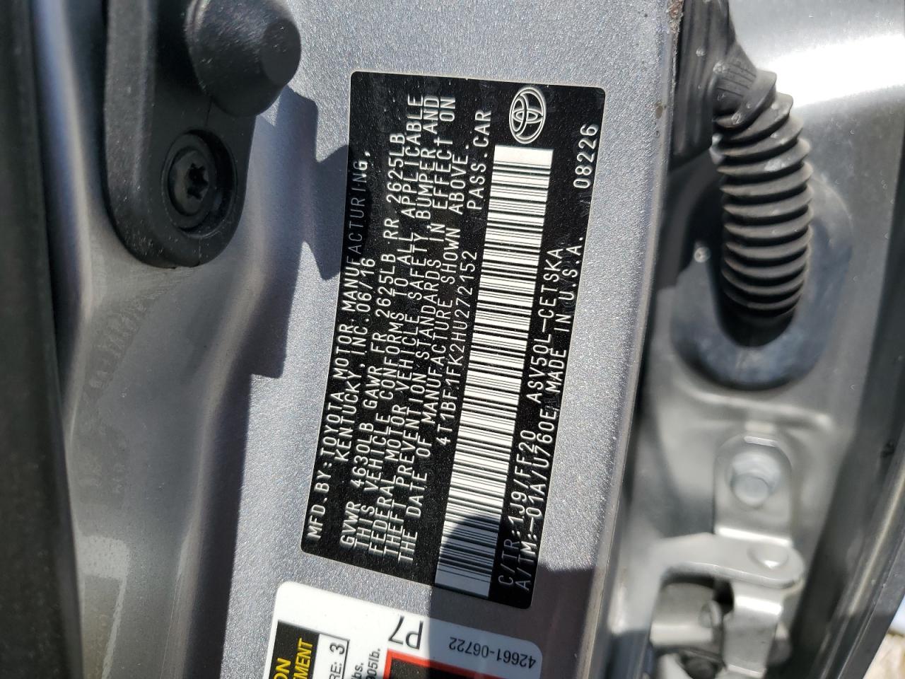 4T1BF1FK2HU272152 2017 Toyota Camry Le