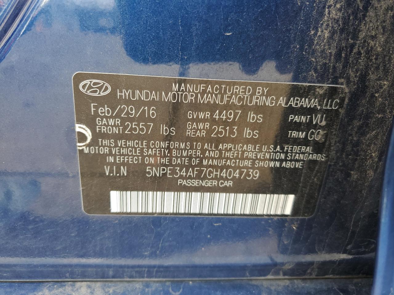 5NPE34AF7GH404739 2016 Hyundai Sonata Sport