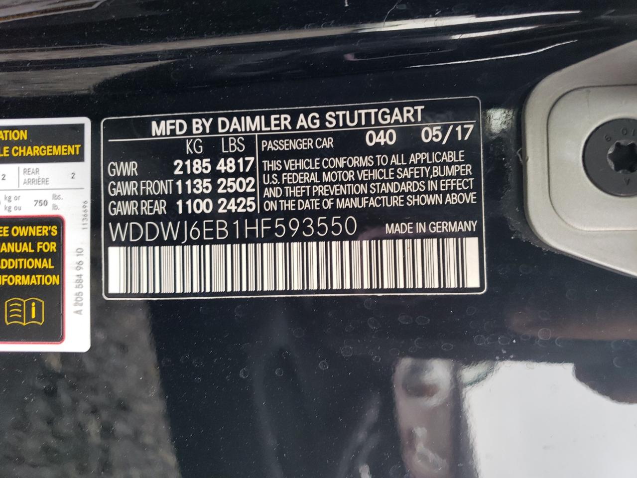 WDDWJ6EB1HF593550 2017 Mercedes-Benz C 43 4Matic Amg