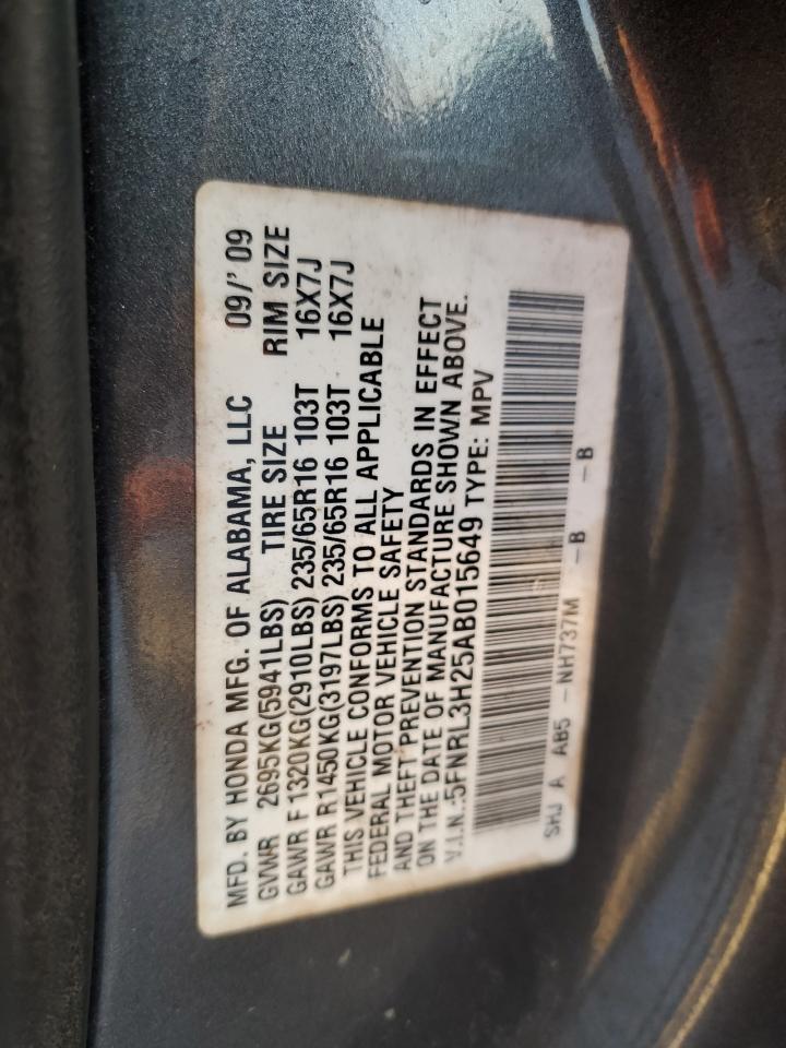 5FNRL3H25AB015649 2010 Honda Odyssey Lx