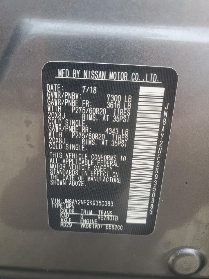 JN8AY2NF2K9350383 2019 Nissan Armada Platinum