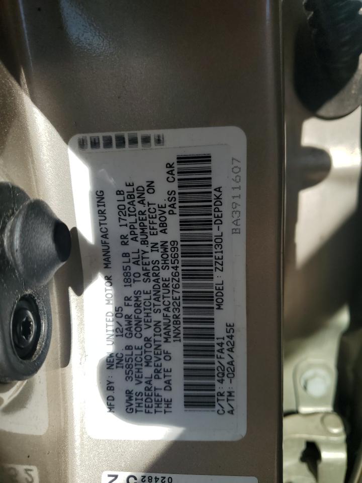 2006 Toyota Corolla Ce VIN: 1NXBR32E76Z645699 Lot: 76578354