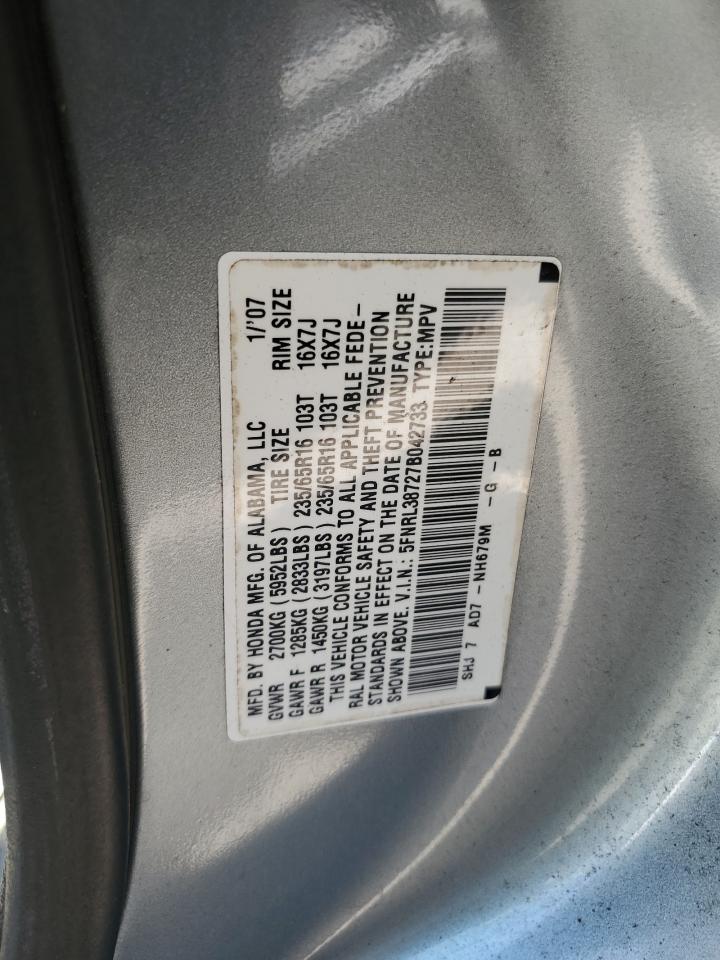 5FNRL38727B042733 2007 Honda Odyssey Exl