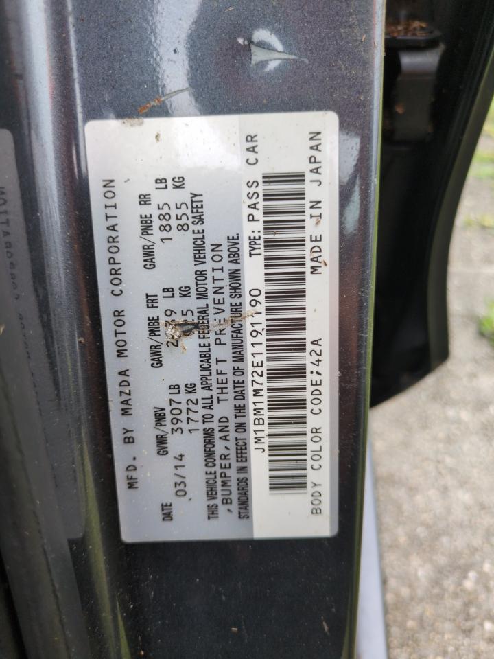 2014 Mazda 3 Grand Touring VIN: JM1BM1M72E1191190 Lot: 75078284