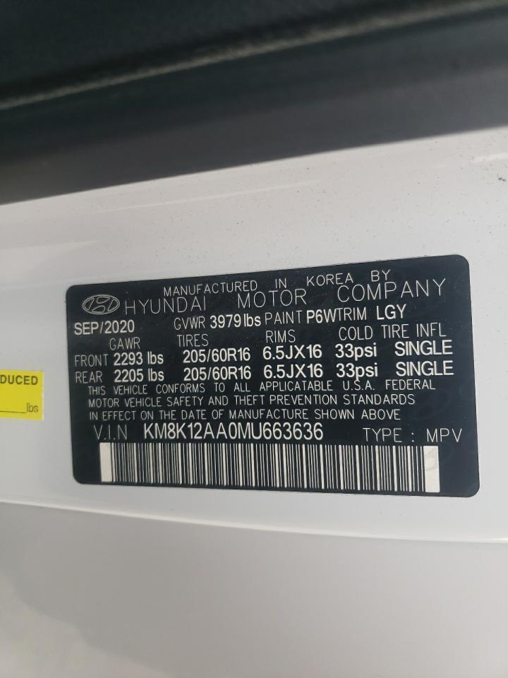 KM8K12AA0MU663636 2021 Hyundai Kona Se