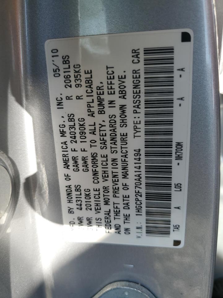 1HGCP2F70AA141494 2010 Honda Accord Ex