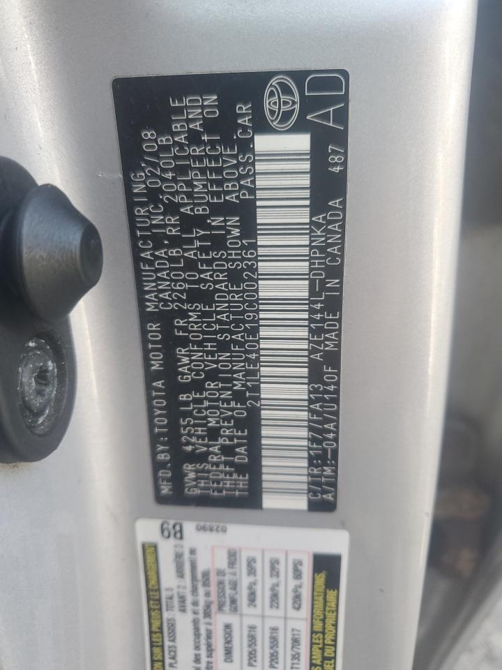 2009 Toyota Corolla Matrix S VIN: 2T1LE40E19C002361 Lot: 78329334