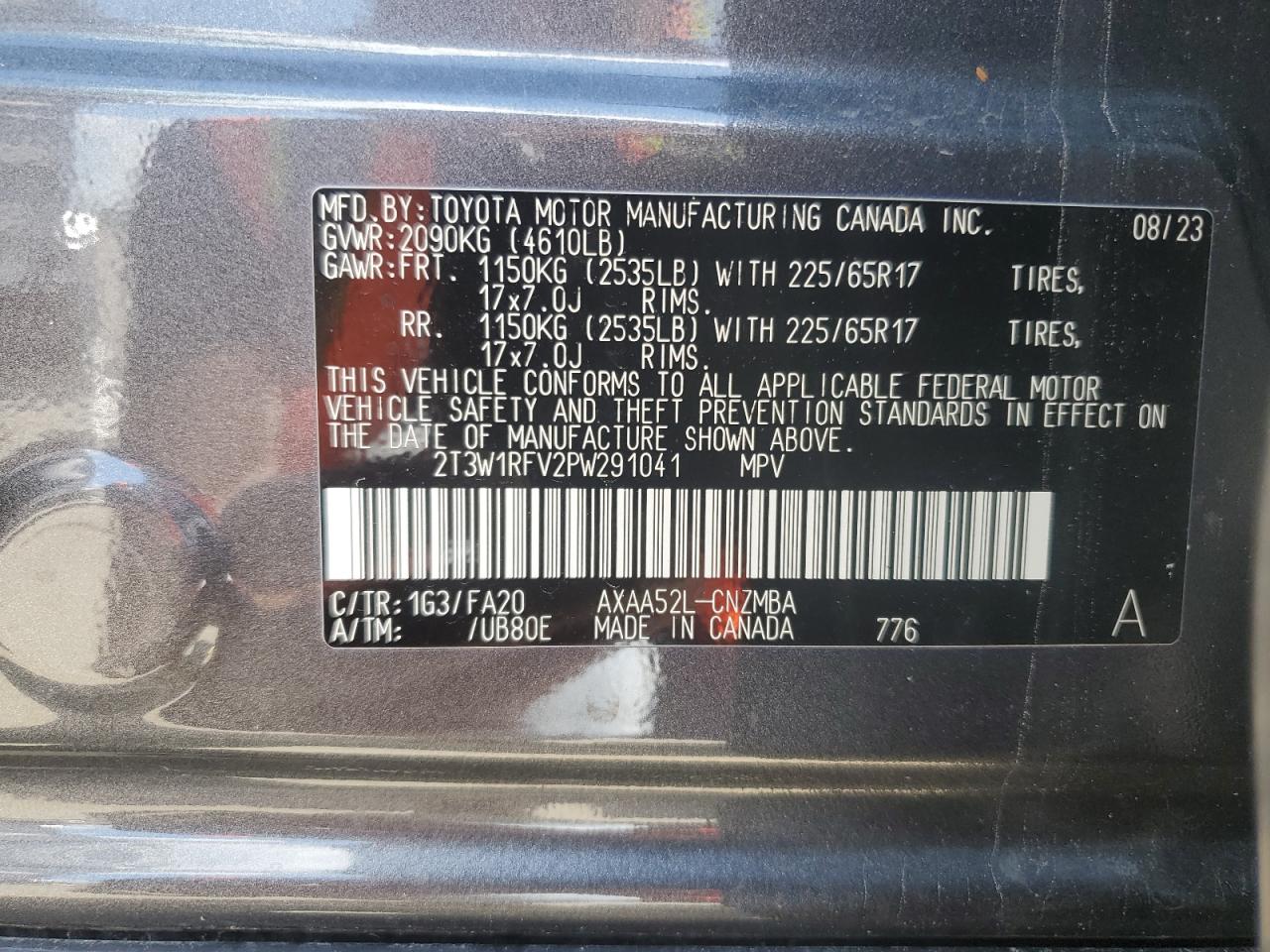 2T3W1RFV2PW291041 2023 Toyota Rav4 Xle