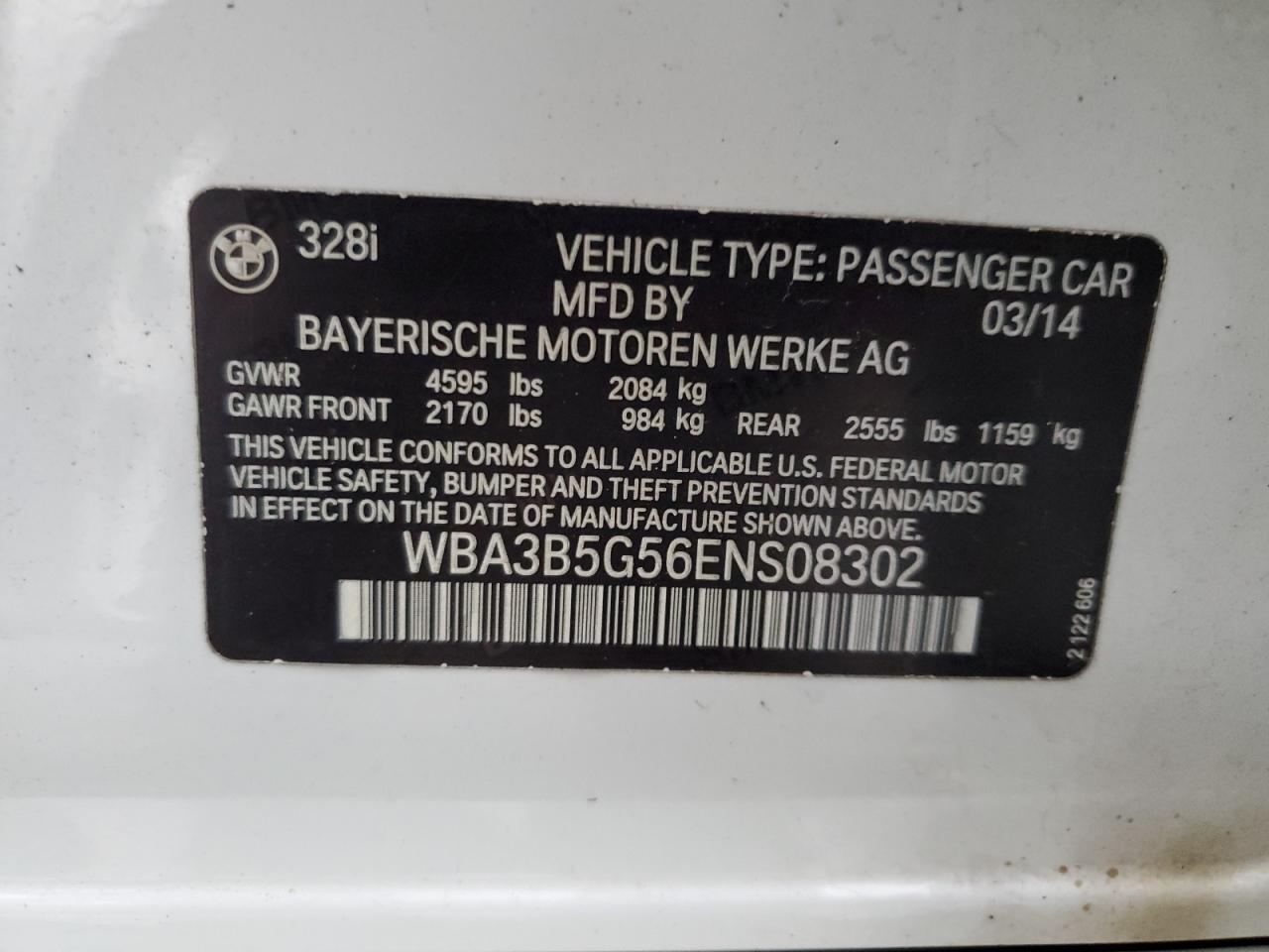 WBA3B5G56ENS08302 2014 BMW 328 Xi Sulev