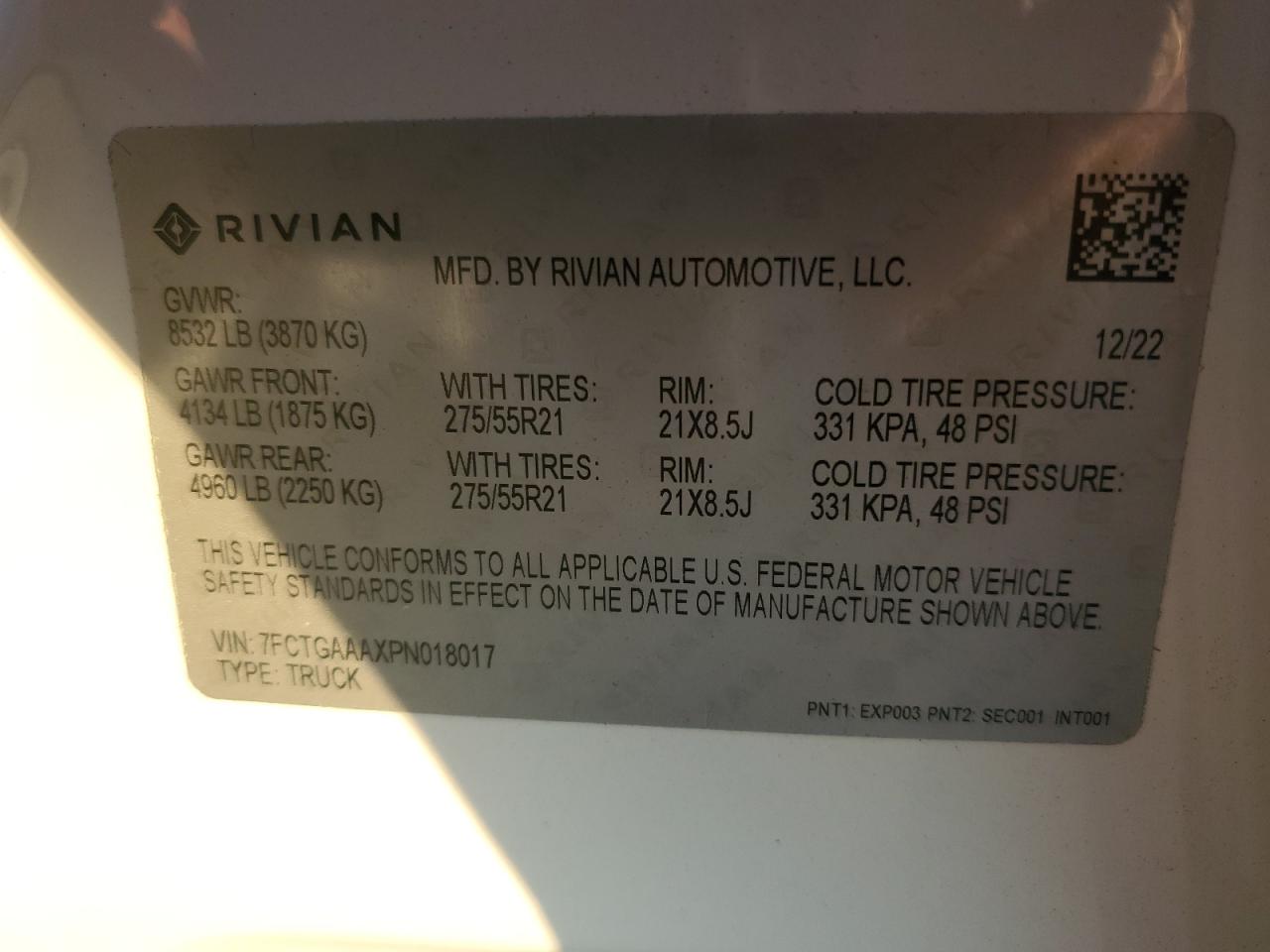 7FCTGAAAXPN018017 2023 Rivian R1T Adventure