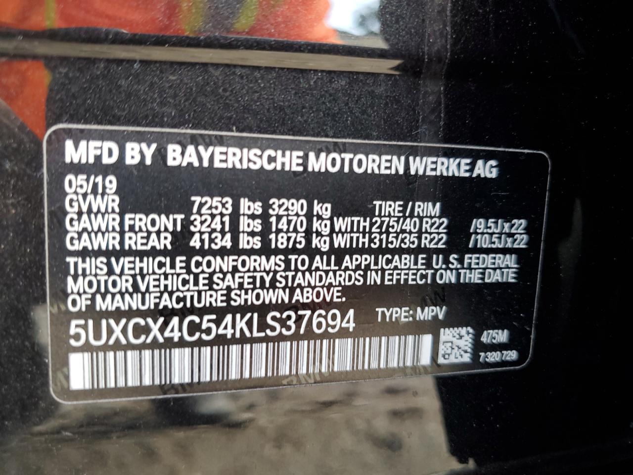 5UXCX4C54KLS37694 2019 BMW X7 xDrive50I