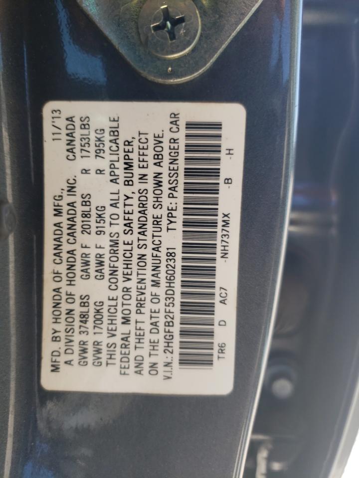 2HGFB2F53DH602381 2013 Honda Civic Lx